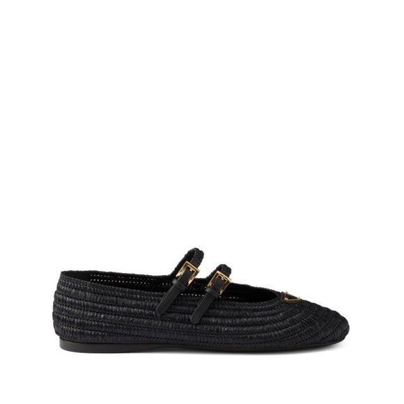 Prada Shoes - Prada Woven Flat Shoes With Adjustable Gold-Tone Straps - NWT
